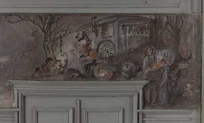コメディアンの食事 - ジャン・コケランのダイニングルームのモデル、ヌイイ、ロンシャン邸、1900年頃（油彩） 作： Louis Morin