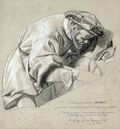 Ambroise Pare（c.1510-90）の研究、「現代外科の父」（木炭と紙に白いチョークで洗う） 作： Louis Nicolas Matout