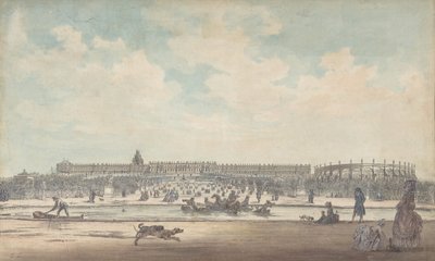 庭園から見たヴェルサイユ宮殿、1779 年。 作： Louis Nicolas de Lespinasse