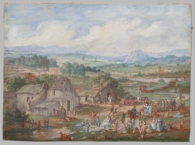 村の近くでパーティーピクニック 作： Louis Nicolas van Blarenberghe
