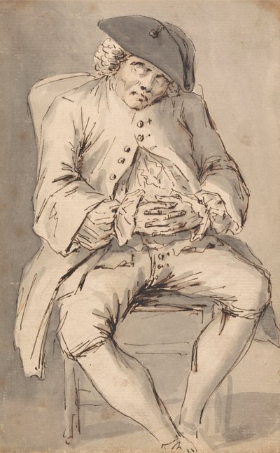 Um homem dormindo com as mãos cruzadas em uma cadeira 作： Louis Philippe Boitard