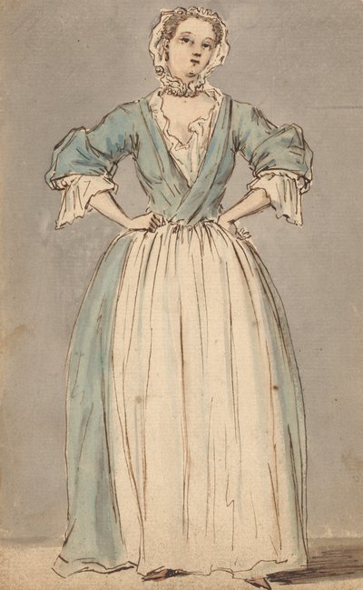 青いドレスを着た若い女性 作： Louis Philippe Boitard