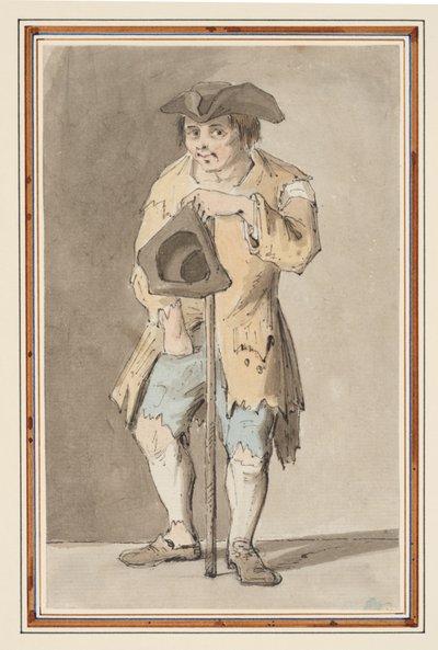 乞食の習作 （紙に鉛筆、ペン・インク、水彩画） 作： Louis Philippe Boitard