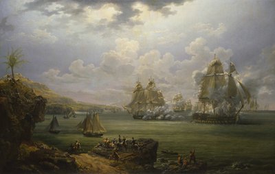 1803 年 6 月 28 日、フリゲート艦プルスイバンテとイギリス船ハーキュリーの戦い。 作： Louis Philippe Crepin