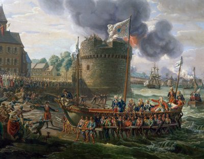 シェルブール港を訪れるルイ16世、6月23日 作： Louis Philippe Crepin