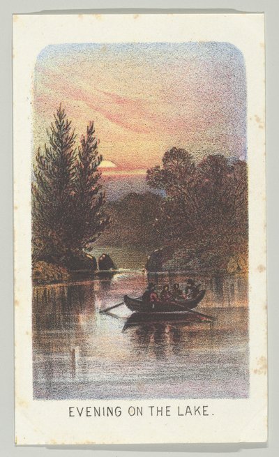 湖上の夕べ」は、シリーズ「ニューヨーク・セントラルパークの風景」の第3部、1864年の作品です。 作： Louis Prang
