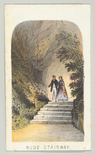 無礼な階段」、シリーズ「ニューヨーク・セントラルパークの風景」より、第2部、1864年。 作： Louis Prang