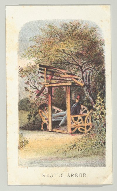 素朴なアーバー、シリーズから、ニューヨークのセントラルパークの景色、パート2、1864年。 作： Louis Prang