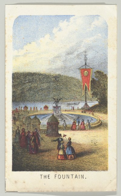 噴水」（『ニューヨーク・セントラルパークの風景』シリーズより、第3部、1864年）。 作： Louis Prang
