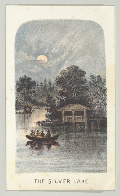 銀の湖」（シリーズ「ニューヨーク・セントラルパークの風景」第2部、1864年より）。 作： Louis Prang