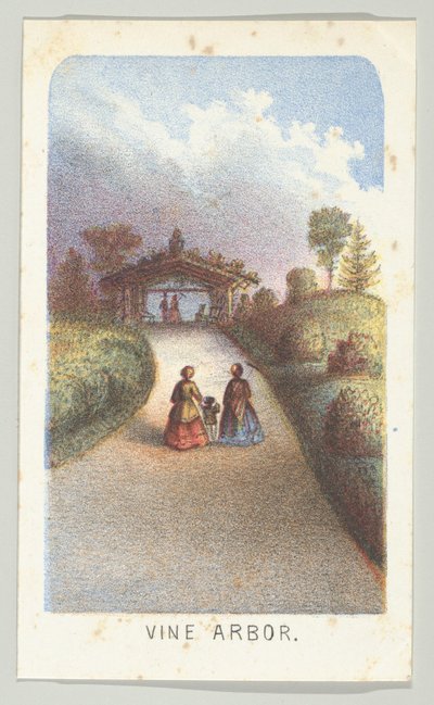 Vine Arbor（シリーズ「Views in Central Park, New York, Part 3」より、1864年）。 作： Louis Prang