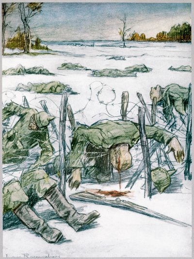 有刺鉄線」、1916年 作： Louis Raemaekers