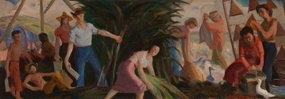 収穫」壁画の習作、ルイジアナ州アベビル郵便局、1938-1939年頃。 作： Louis Raynaud