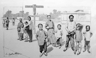 中国のシベリア鉄道駅。1913. 作： Louis Remy Sabatier