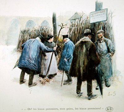 ノルマンディーの素晴らしいリンゴの木を讃える苗木屋と苗木屋の女性たち 作： Louis Remy Sabattier
