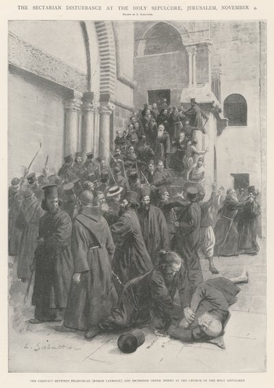 11月4日、エルサレムの聖墳墓での宗派の混乱 作： Louis Remy Sabattier
