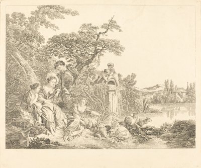 羊飼いの贈り物 作： Louis Simon Lempereur after François Boucher