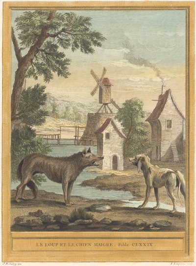オオカミとやせ犬 作： Louis Simon Lempereur after Jean Baptiste Oudry