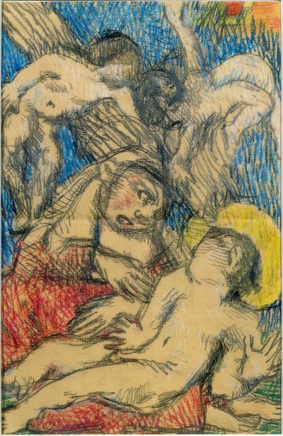 幼子と2人の天使を持つ聖母 作： Louis Soutter