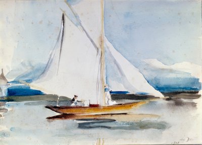 モルジュ港入口の帆船 作： Louis Soutter