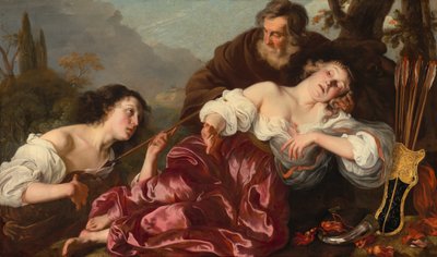 傷ついたドリンダと一緒にいるシルヴィオ、1651年 作： Louis Vallee
