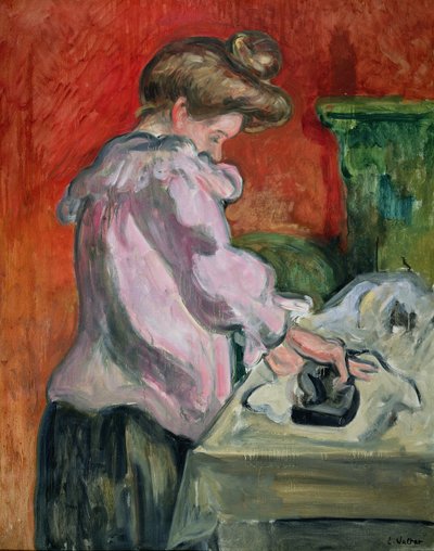アイロンをかけている女性（キャンバスに油彩） 作： Louis Valtat