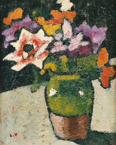 花瓶の花; 花瓶の花の花束 作： Louis Valtat