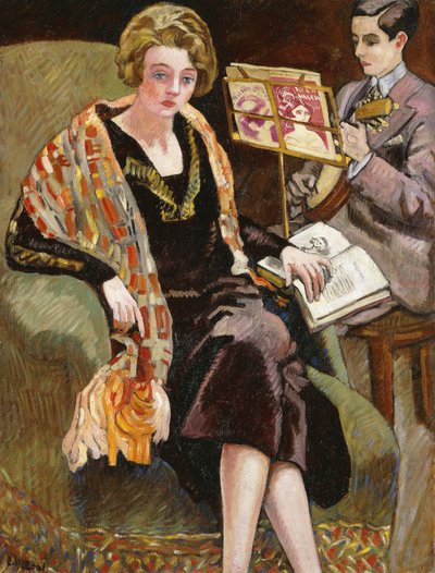 バンジョーを持ったヴァルタット夫人とその息子。 バンジョーでのヴァルタット夫人と息子 作： Louis Valtat
