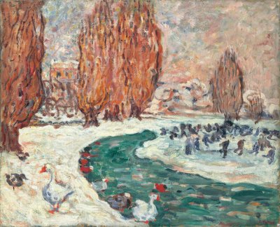冬のスケーターたち（ヴェルサイユのプチ・トリアノンの庭）（？） 作： Louis Valtat