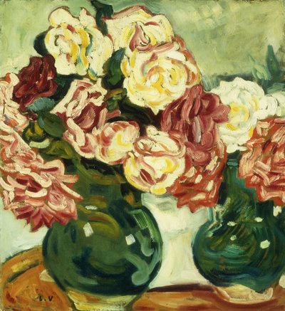 バラの花瓶2つ; ドゥ ヴァズ ド ローズ 作： Louis Valtat