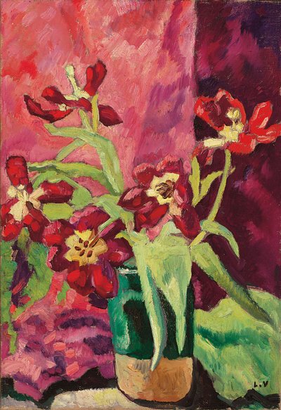 花瓶、赤いチューリップ。 花瓶、赤いチューリップ 作： Louis Valtat