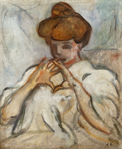 髪シニョンの女性。 パンを持つ女性 作： Louis Valtat