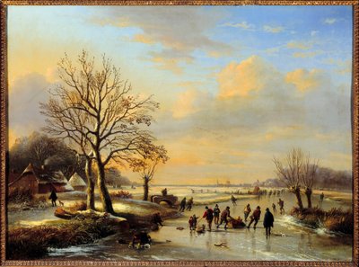 スケーター。 Louis Verwee (1807-1877) の絵画 作： Louis Verwee