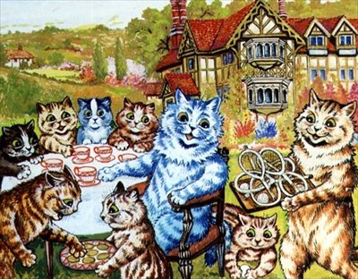 ナップスベリーでのお茶会（水彩画 作： Louis Wain
