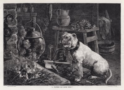 "A watched pot never boils!"(彫刻) 作： Louis Wain