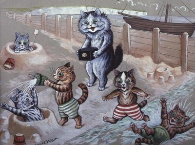 海水浴をする猫たち 作： Louis Wain
