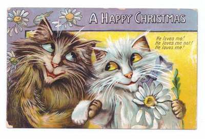 1910年頃の2匹の愛情のこもった猫のエドワード朝のクリスマスのポストカード 作： Louis Wain