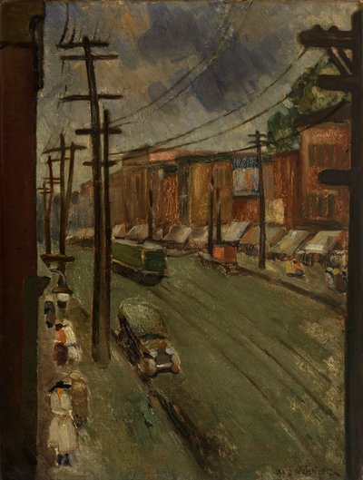 メインストリート、モントリオール、1928年 作： Louis Wiesenberg