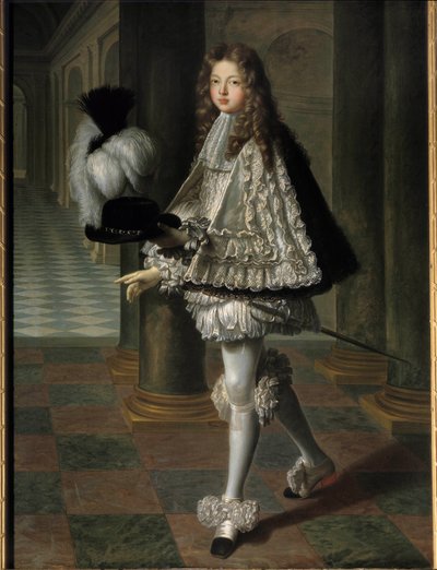ルイ14世とフランソワーズ・アテネ（Francoise-Athenais）の嫡出子である聖霊の修道服を着たトゥールーズ伯爵ルイ・アレクサンドル・ドゥ・ブルボン（1678-1737）の身長の肖像（モン侯爵夫人ロシュシュアルト・モルテマール作 作： Louis de Boullogne