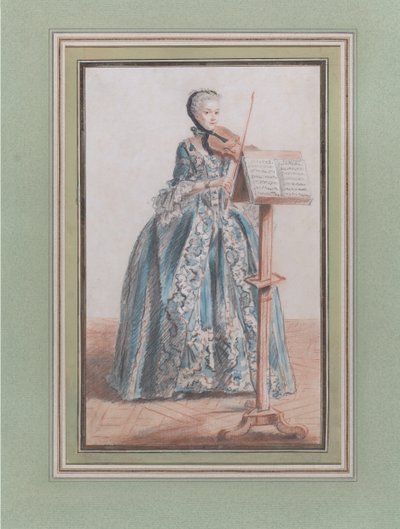 正面から見たヴァイオリンを弾く女性 1758-59年頃 作： Louis de Carmontelle