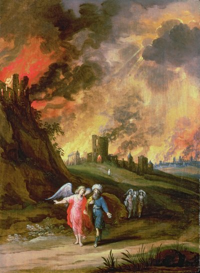 ロットと彼の娘たちがソドムを去る 作： Louis de Caullery