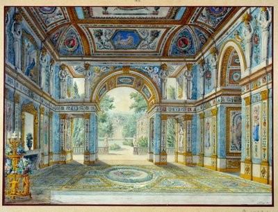公園に面した宮殿のポルティコ。 Louis De Saint Ange (1780-1831) による彫刻 作： Louis de Saint Ange Desmaisons