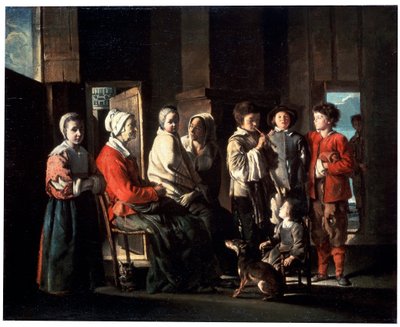 祖母への訪問、1645年。 作： Louis le Nain