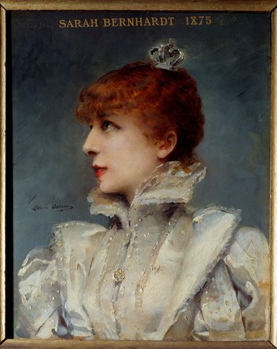 サラ・ベルナールことアンリエット・ロジーヌ・ベルナール（1844-1923）の肖像（コメディ・フランセーズの社交界人ルイーズ・アベマ（1858-1927）による絵画 作： Louise Abbéma