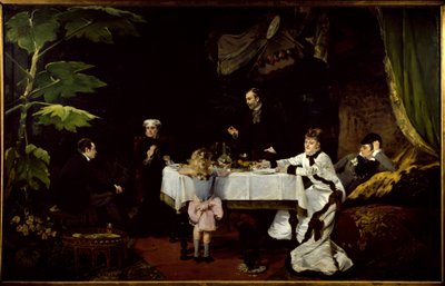 温室での朝食 ルイーズ・アベマ（1858-1927）の絵画 1877年 日。1,94x3,08 m ポー、美術博物館 作： Louise Abbéma