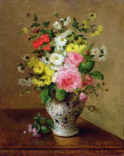 花瓶に花のある静物、1866年頃 作： Louise Darru