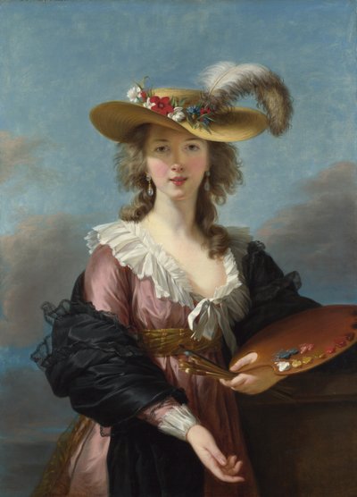 麦わら帽子の自画像、1782年。 作： Elisabeth Louise Vigee Lebrun