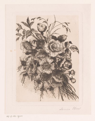 バラとアネモネのある花の静物 作： Louise Elsen (attributed to)