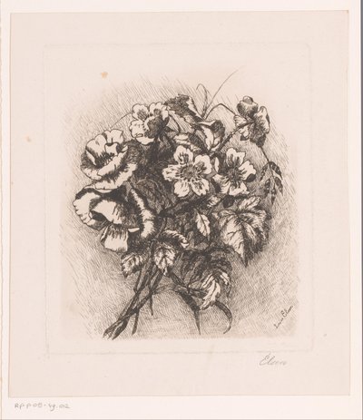 ポピーとアネモネの花のある静物 作： Louise Elsen