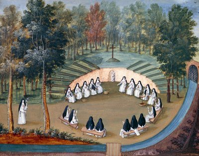 ポート ロワイヤル デ シャン修道院、ルイーズ マグドレーヌ オルテメルズ (1688-1767) 作、修道女たちの孤独な出会い、フランス 作： Louise Magdeleine Hortemels